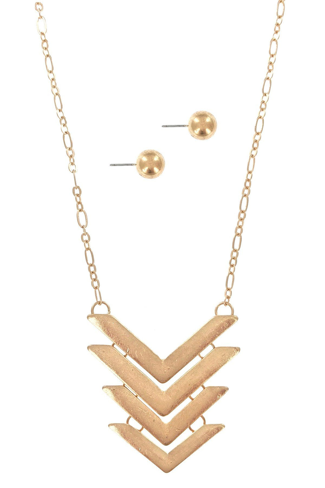 Long Adjustable Multi Arrow Triangle Necklace Set