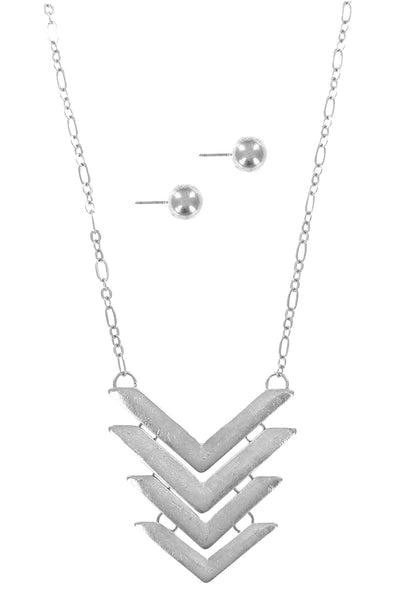 Long Adjustable Multi Arrow Triangle Necklace Set