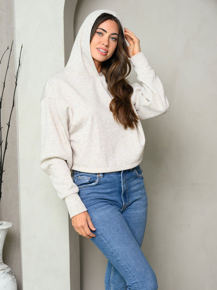 WOMEN'S LONG SLEEVE SOLID HOODED SWEATER