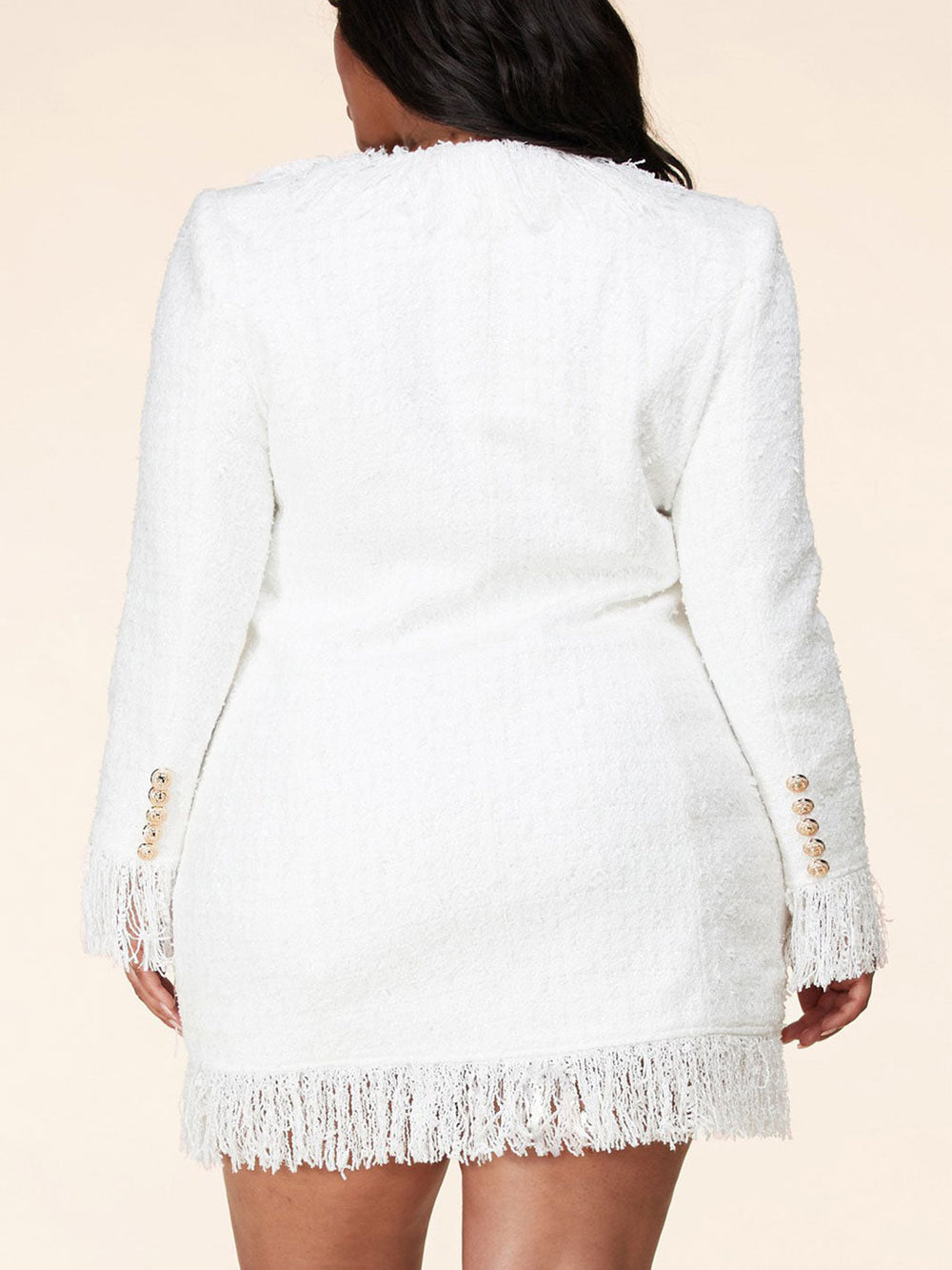 PLUS SIZE LONG SLEEVE V-NECK BUTTON UP BODYCON MINI DRESS