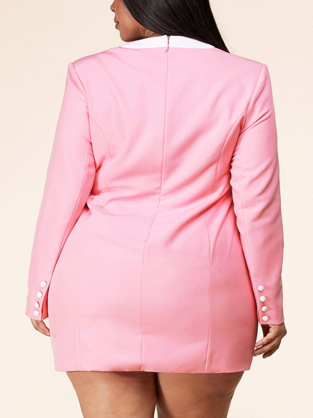 PLUS SIZE LONG SLEEVE FRONT POCKETS BUTTONS DETAILED MINI DRESS