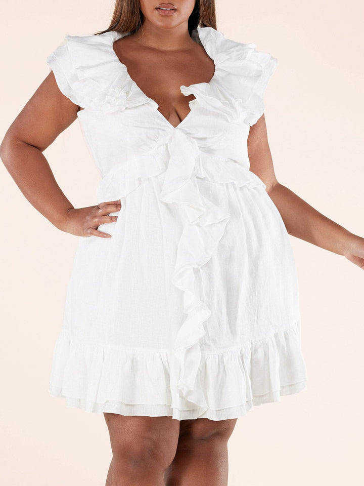 Copy of PLUS SIZE SHORT PUFF SLEEVE ELASTIC WAIST FLORAL MINI DRESS