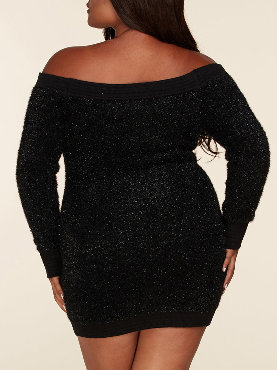 PLUS SIZE LONG SLEEVE FUZZY ZIP UP MINI DRESS