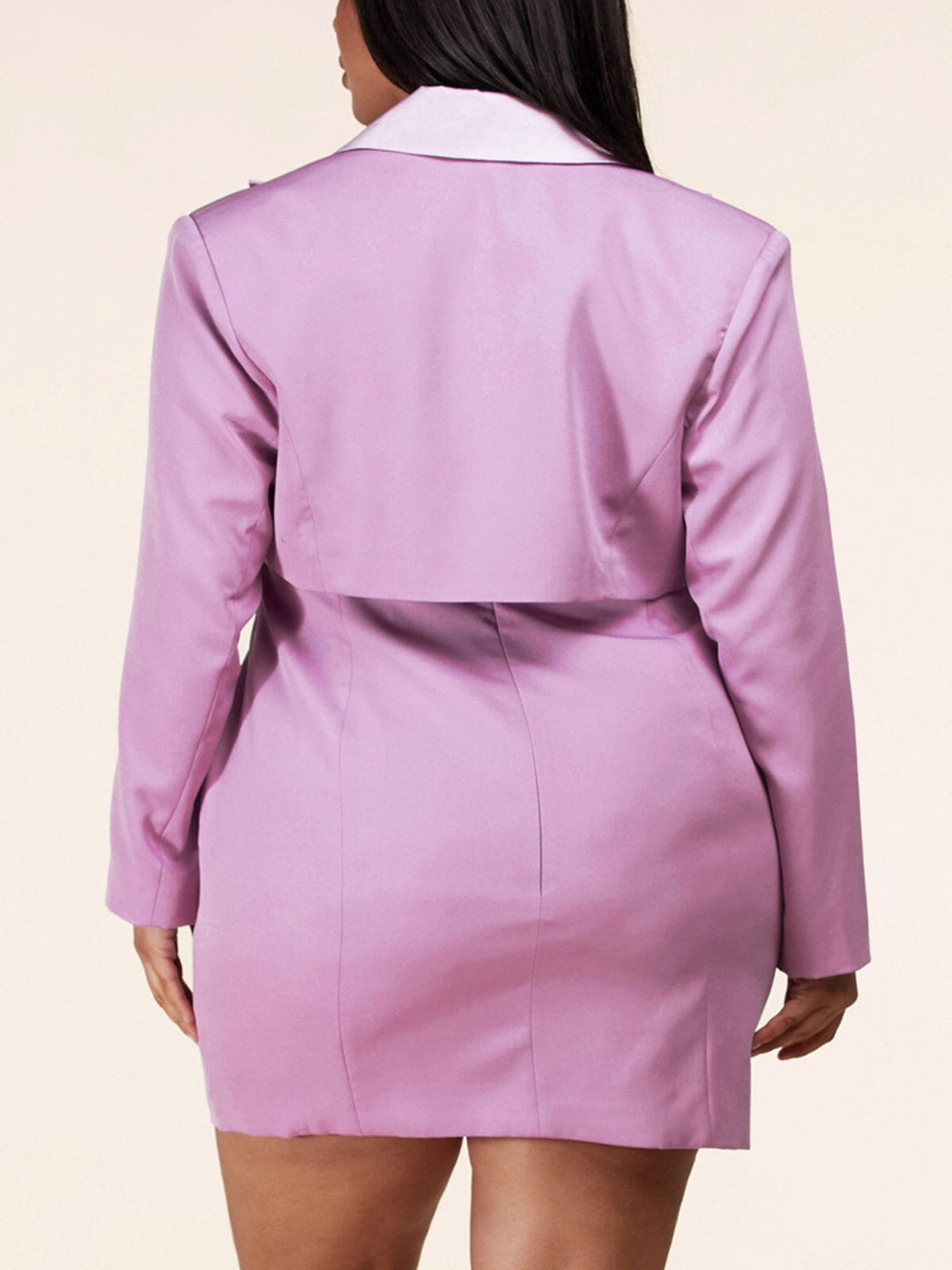 PLUS SIZE LONG SLEEVE BLAZER & POCKETS BUTTONS DETAILED MINI DRESS