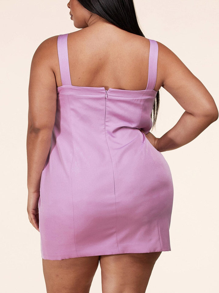 PLUS SIZE LONG SLEEVE BLAZER & POCKETS BUTTONS DETAILED MINI DRESS