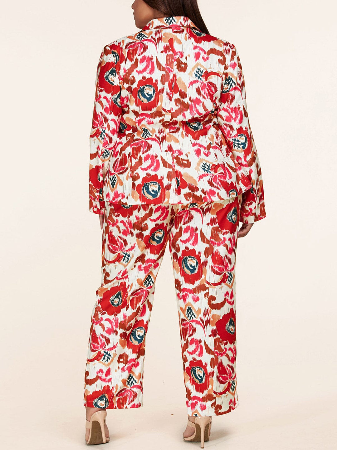 PLUS SIZE LONG SLEEVE 2PC. JACKET & PANTS MULTI COLOR SET