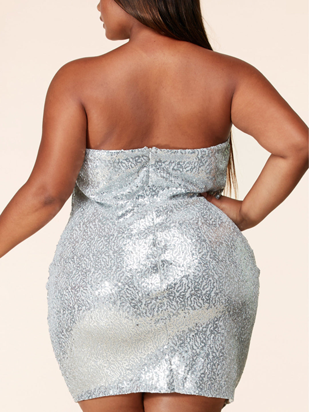 PLUS SIZE SLEEVELESS SEQUINS BODYCON MINI DRESS
