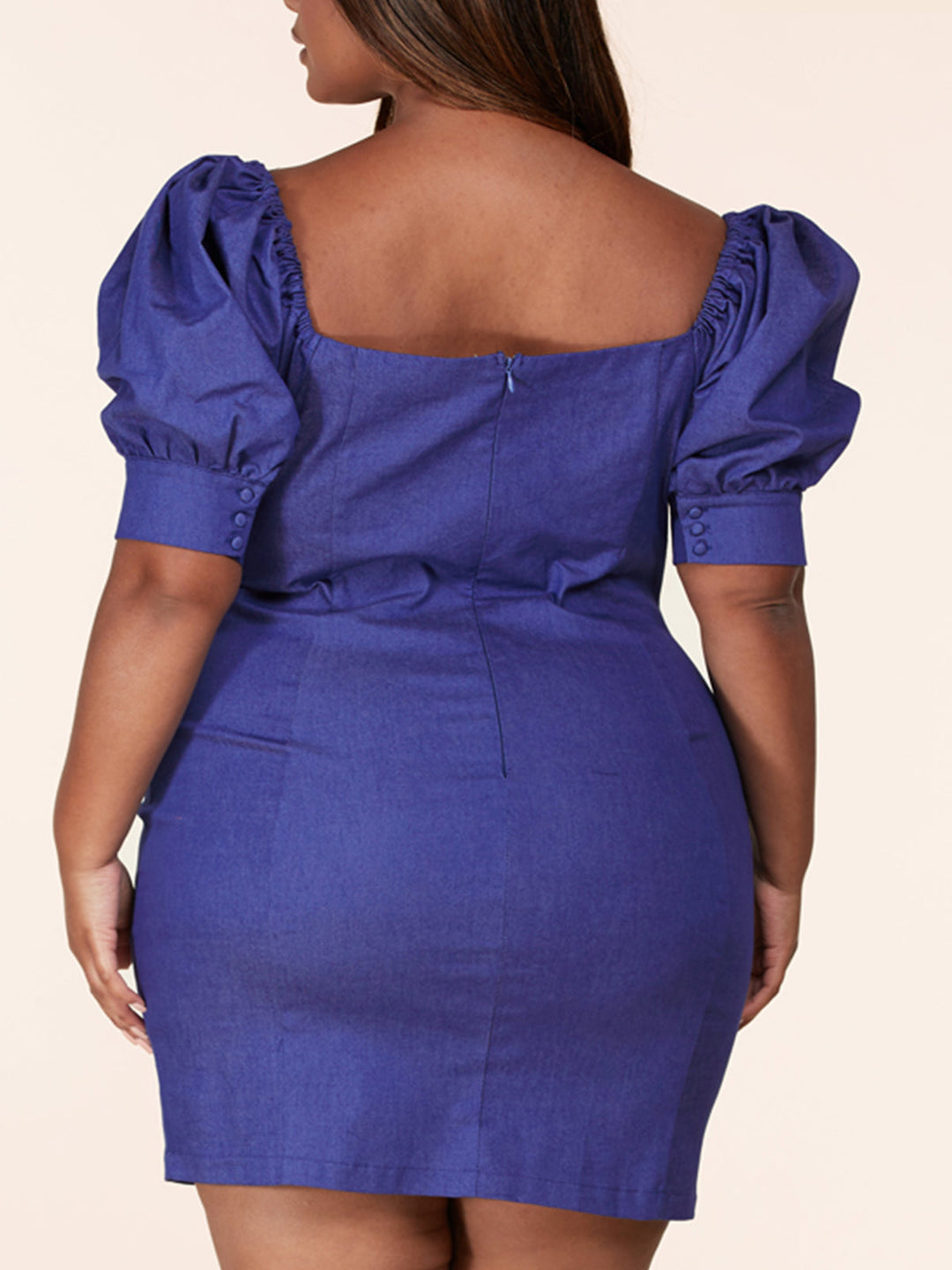 PLUS SIZE SHORT PUFF SLEEVE DENIM BODYCON MINI DRESS Wholesalefashiontrends.com PLUS SIZE SHORT PUFF SLEEVE DENIM BODYCON MINI DRESS Wholesalefashiontrends.com