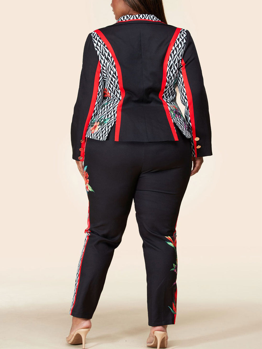 PLUS SIZE MULTI PRINT 2PC. JACKET AND PANTS SET