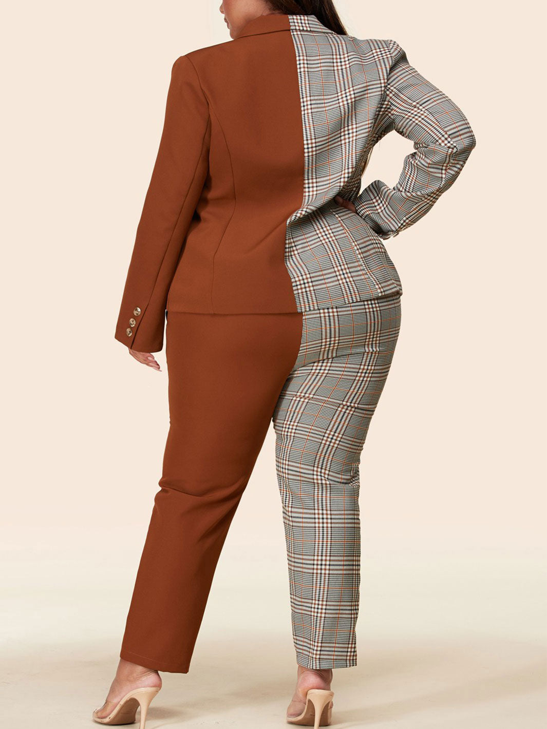 PLUS SIZE COLORBLOCK 2PC. JACKET AND PANTS SET