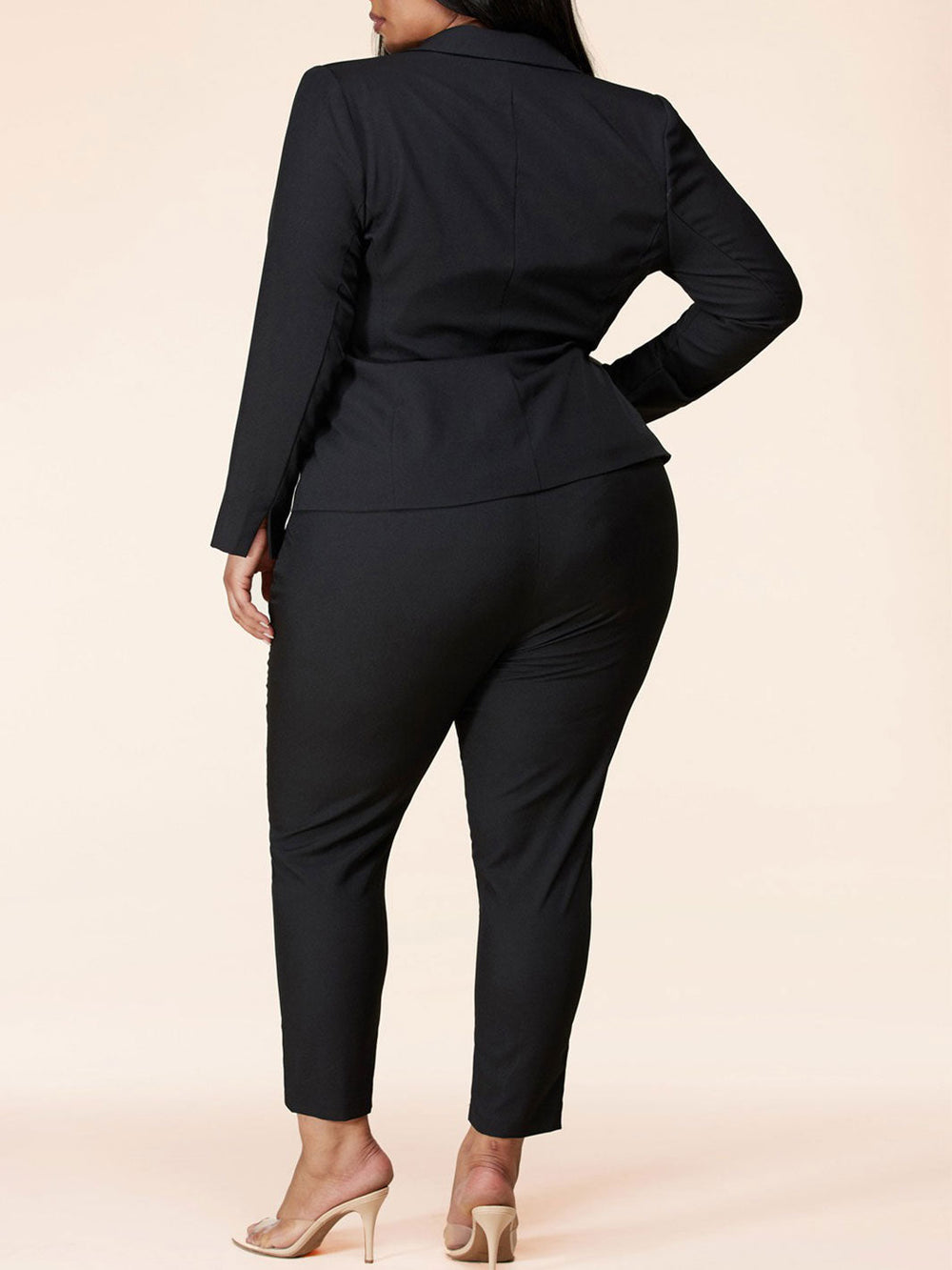 PLUS SIZE STONE ART PRINT 2PC. JACKET AND PANTS SET