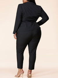 PLUS SIZE STONE ART PRINT 2PC. JACKET AND PANTS SET