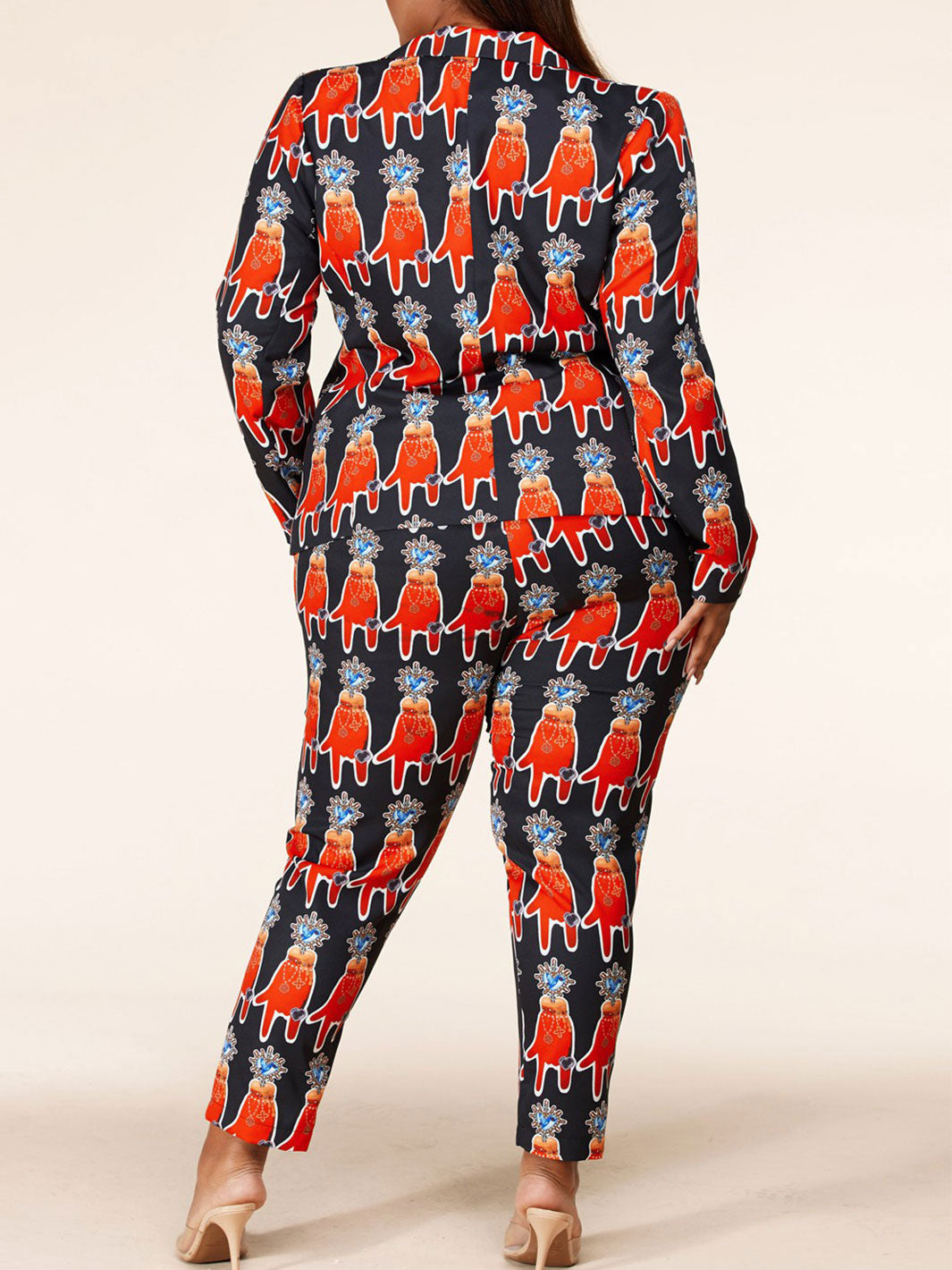 PLUS SIZE LUXURY GLOVES PRINT 2PC. JACKET AND PANTS SET