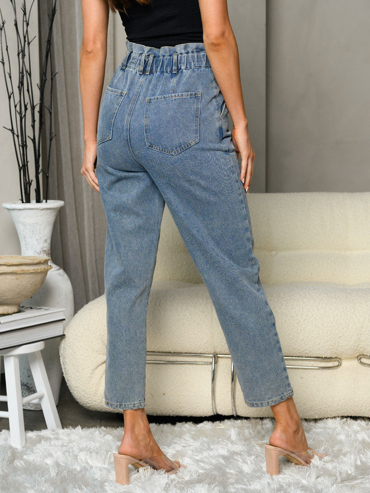 WOMEN'S DENIM POCKETS WAIST DETAILED JEANS
