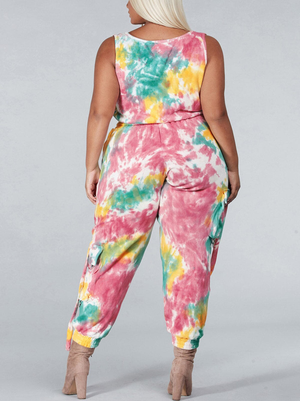 PLUS SIZE SLEEVELESS 2PC. TOP & PANTS TIE DYE SET
