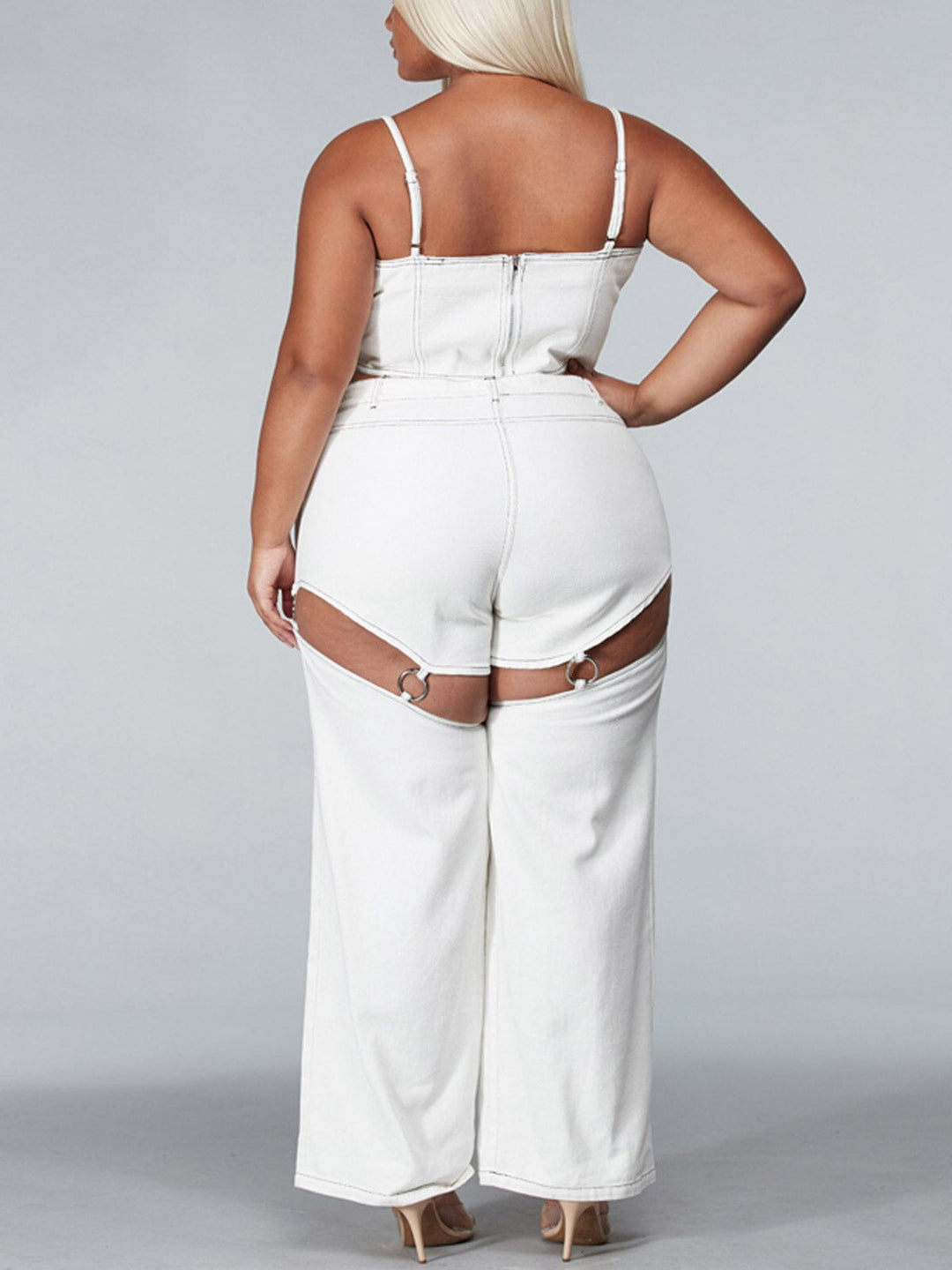 PLUS SIZE SLEEVELESS 2PC. TOP & PANTS CUT OUT SET