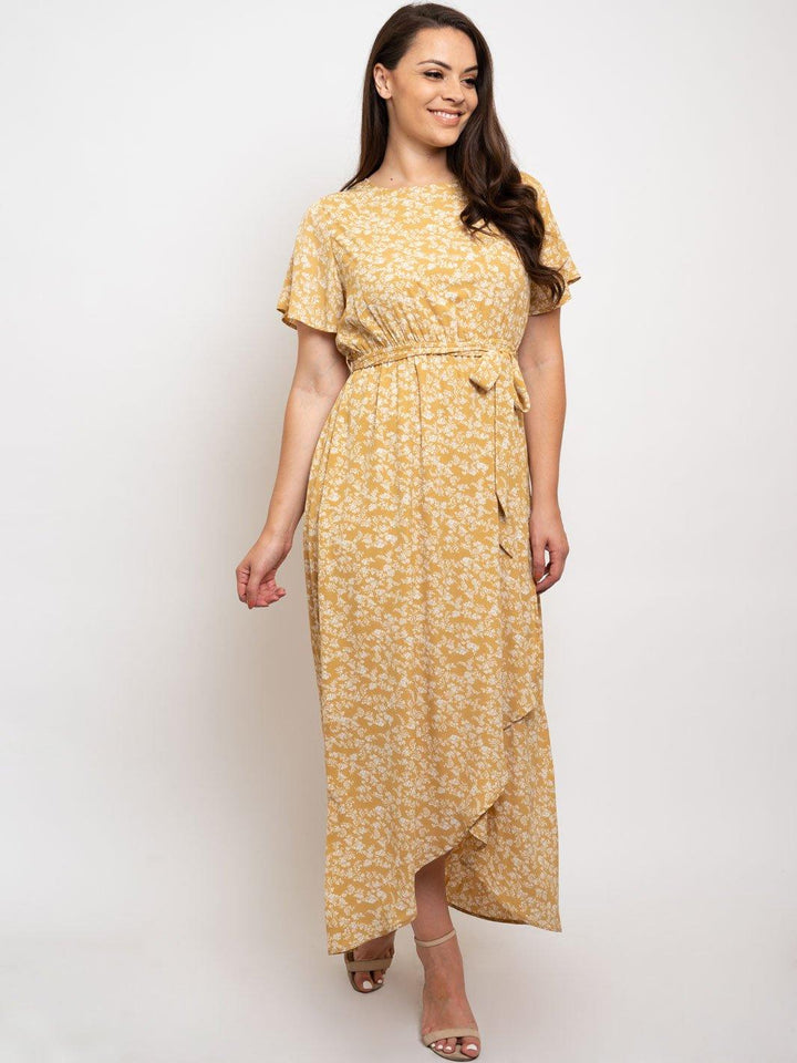 PLUS SIZE HIGH LOW MAXI SELF TIE DRESS