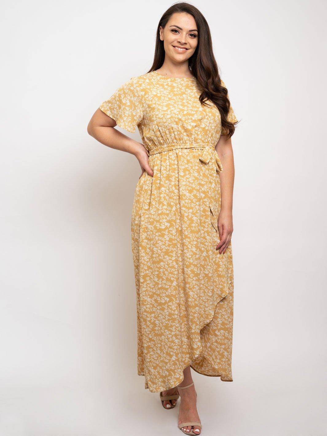 PLUS SIZE HIGH LOW MAXI SELF TIE DRESS