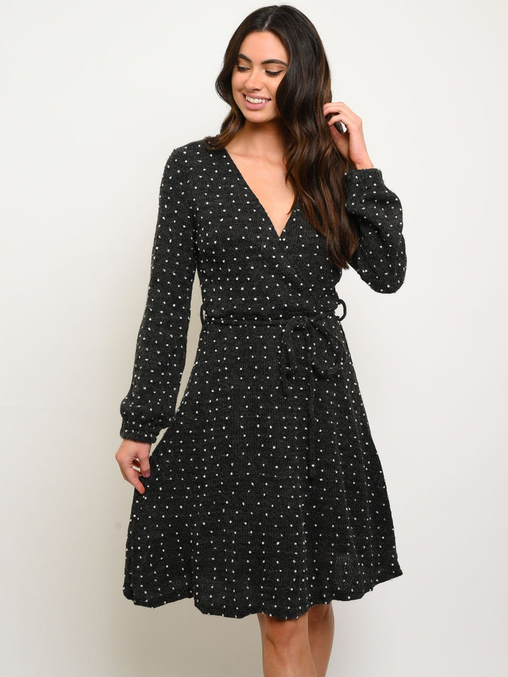 WOMEN'S POM POM WRAP DRESS