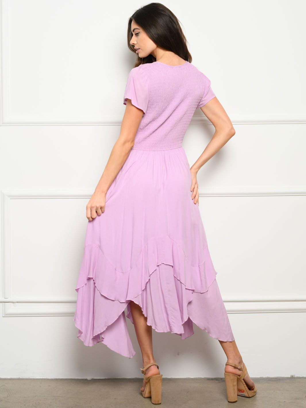 WOMEN'S SMOCKED BODICE MAXI DRESS