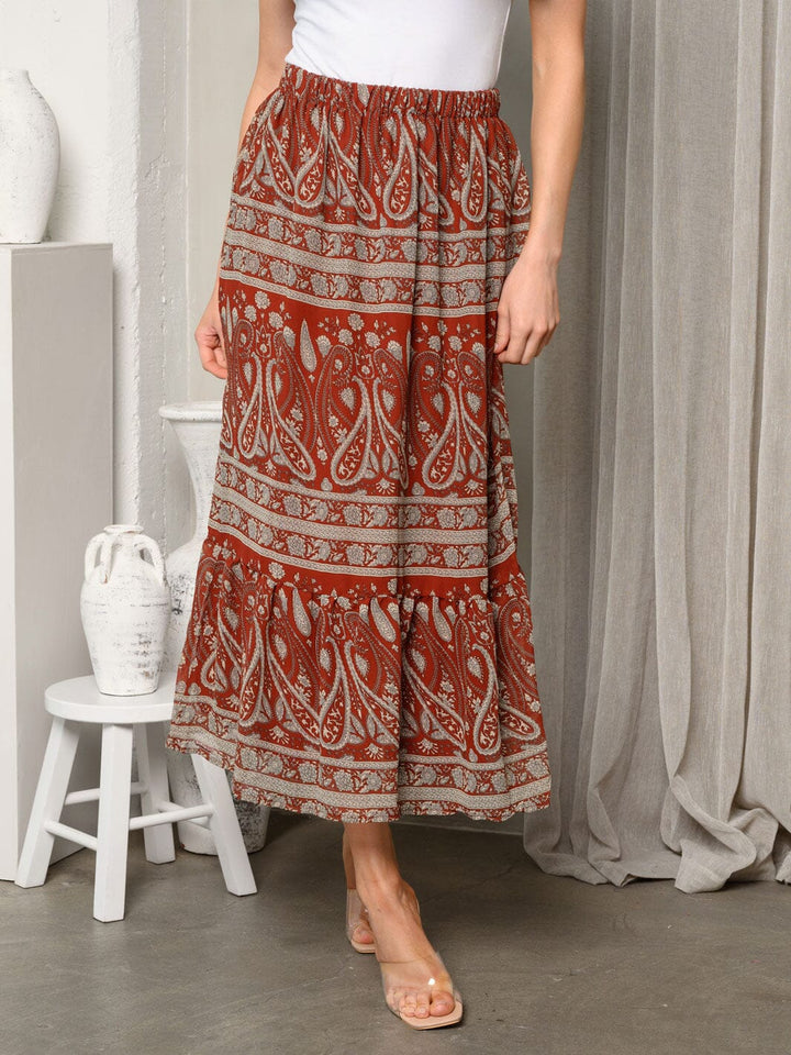 WOMEN'S MULTI PRINT MAXI SKIRT
