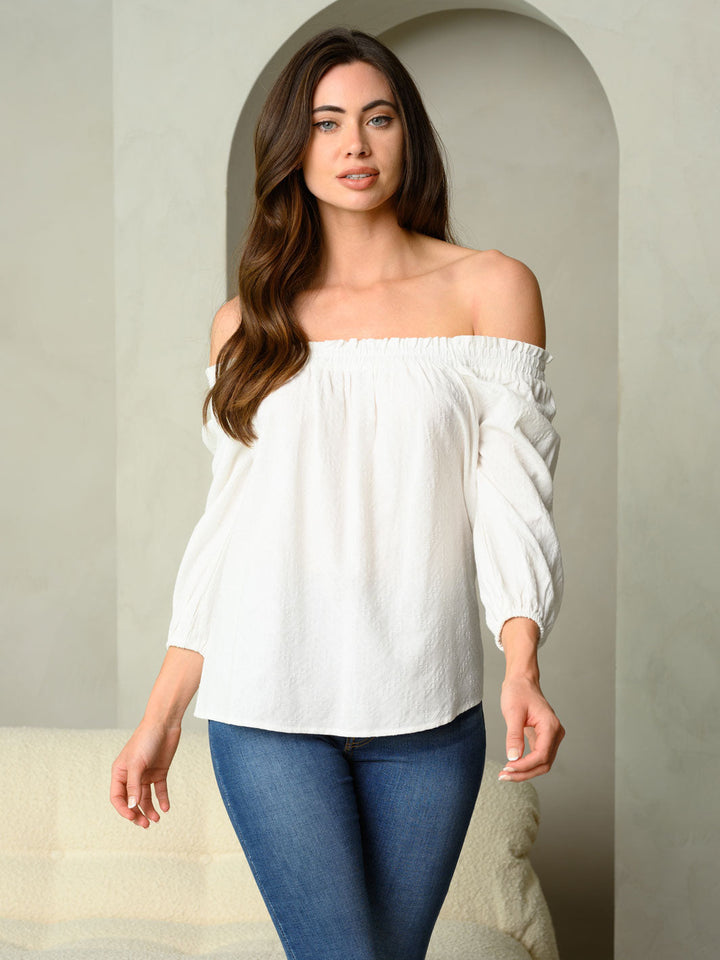 WOMEN'S OFF SHOULDER SMOCK TOP