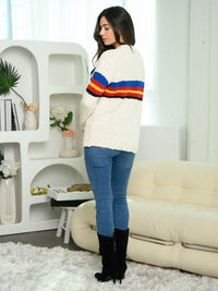 WOMEN'S LONG SLEEVE COLOR BLOCK SWEATER