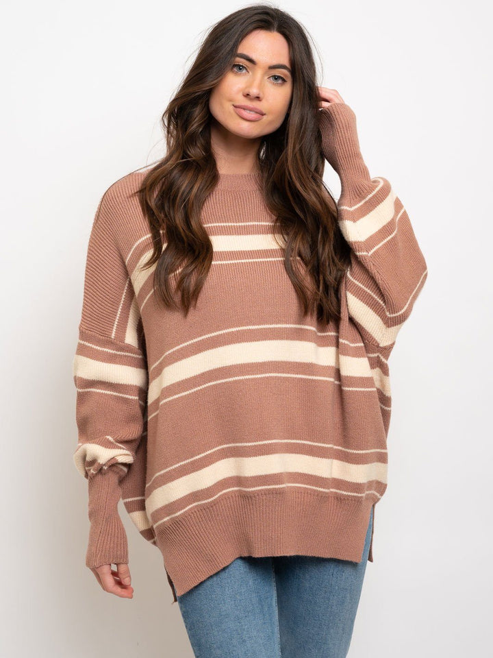 WOMEN'S OVERSIZED STRIPES SWEATER
