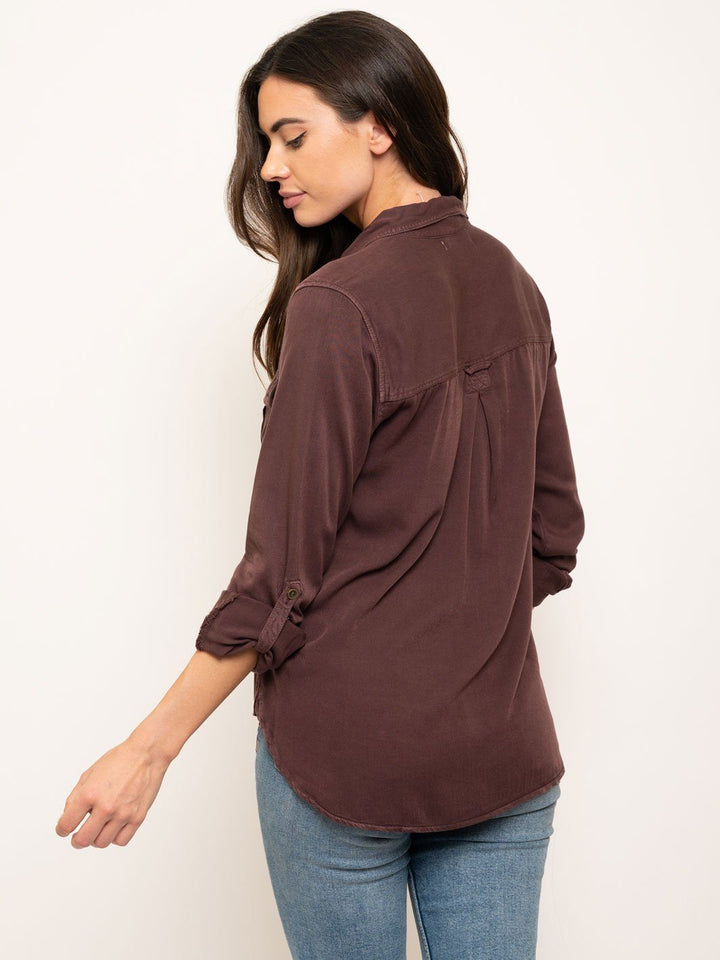 WOMEN'S LONG SLEEVE BUTTON UP TOP
