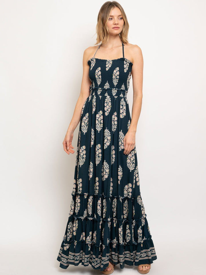 WOMEN'S SMOCK FLORAL MAXI DRESS