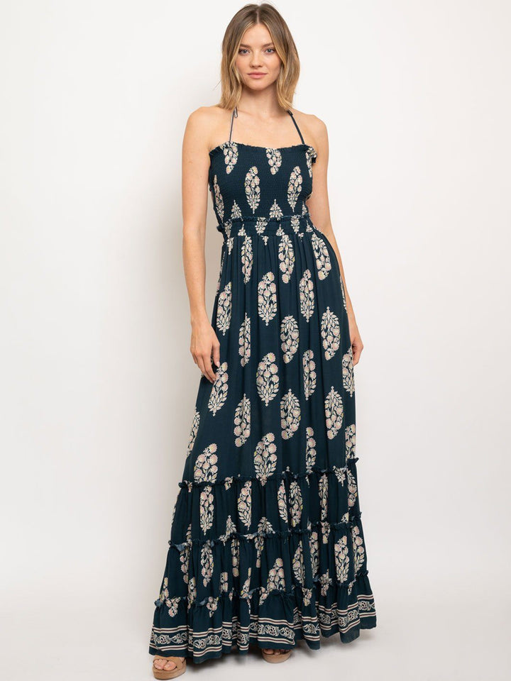 WOMEN'S SMOCK FLORAL MAXI DRESS