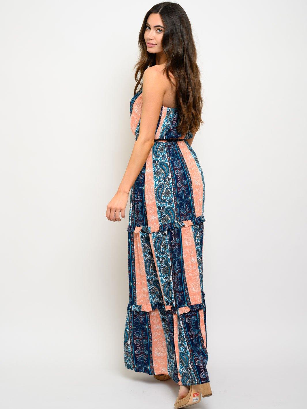 WOMEN'S SLEEVELESS MULTI PRINT MAXI DRESS