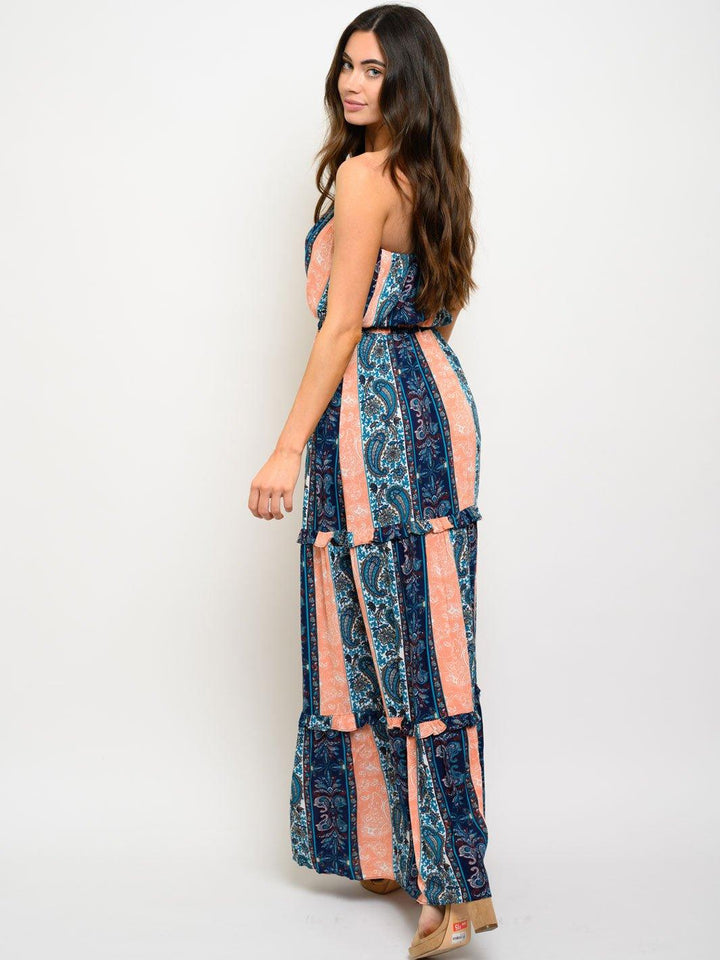 WOMEN'S SLEEVELESS MULTI PRINT MAXI DRESS