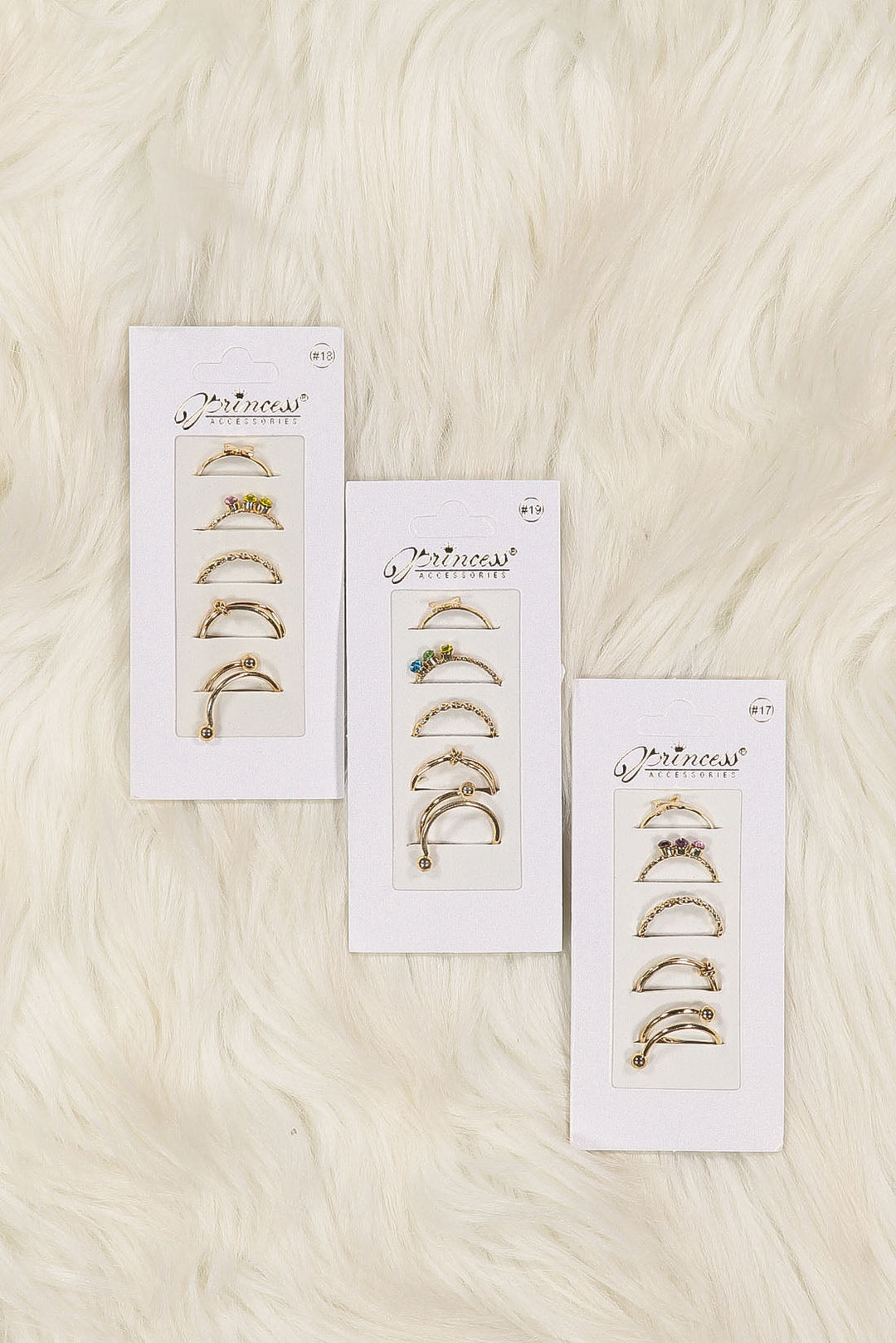 WOMEN'S ASSORTED SHAPES GOLD STEEL RINGS