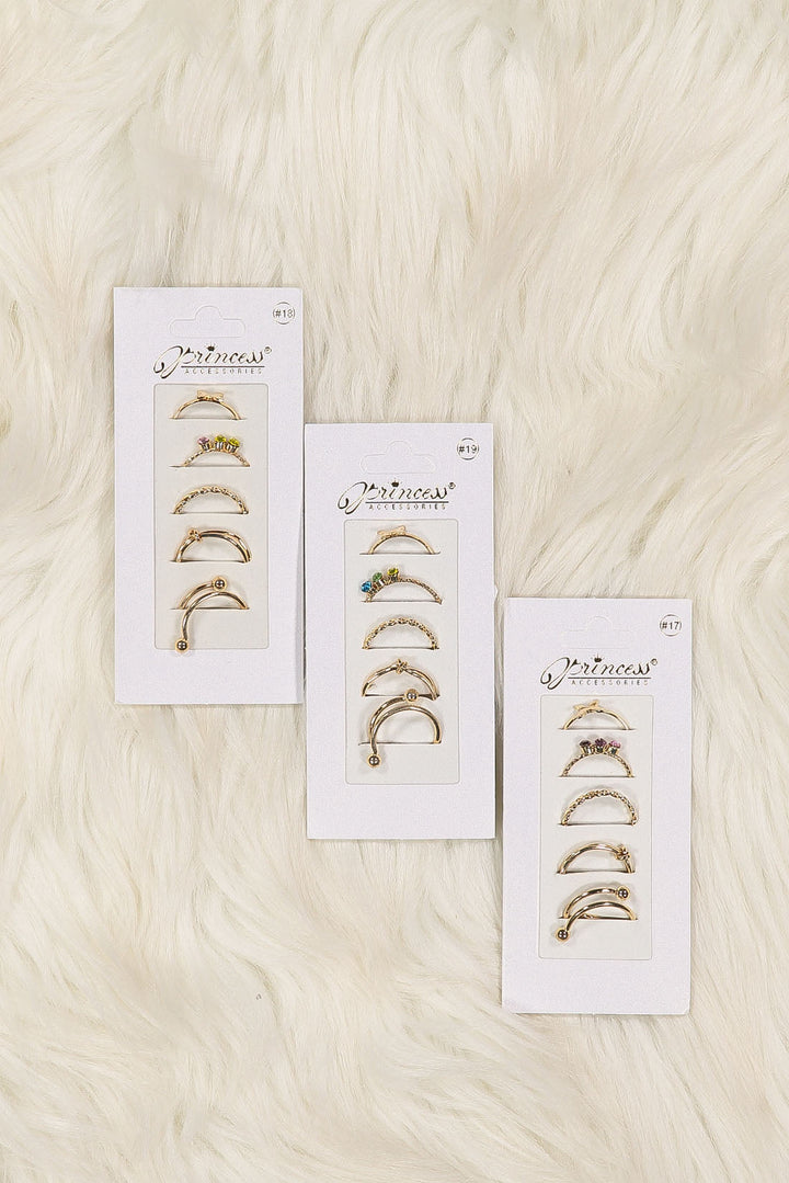 WOMEN'S ASSORTED SHAPES GOLD STEEL RINGS