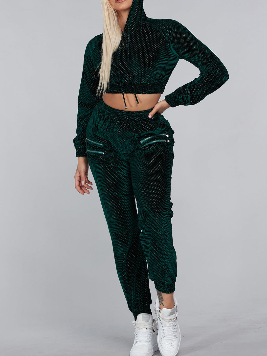 WOMEN'S LONG SLEEVE HOODIE & PANTS SHIMMER 2PC. SET