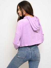WOMEN'S LONG SLEEVE CROP HOODIE TOP