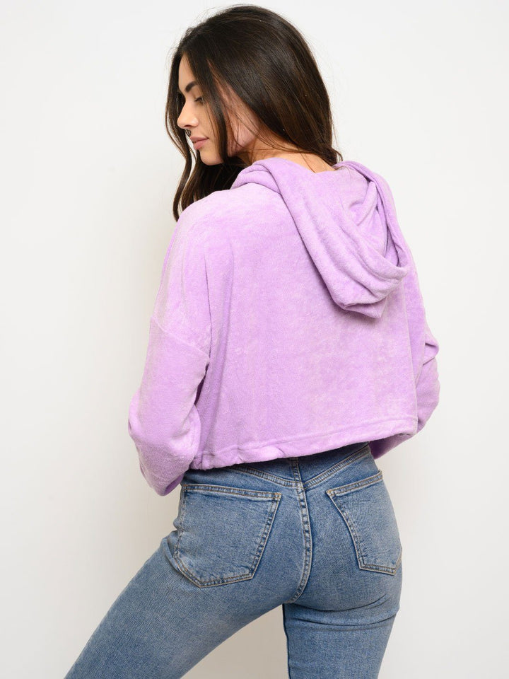 WOMEN'S LONG SLEEVE CROP HOODIE TOP