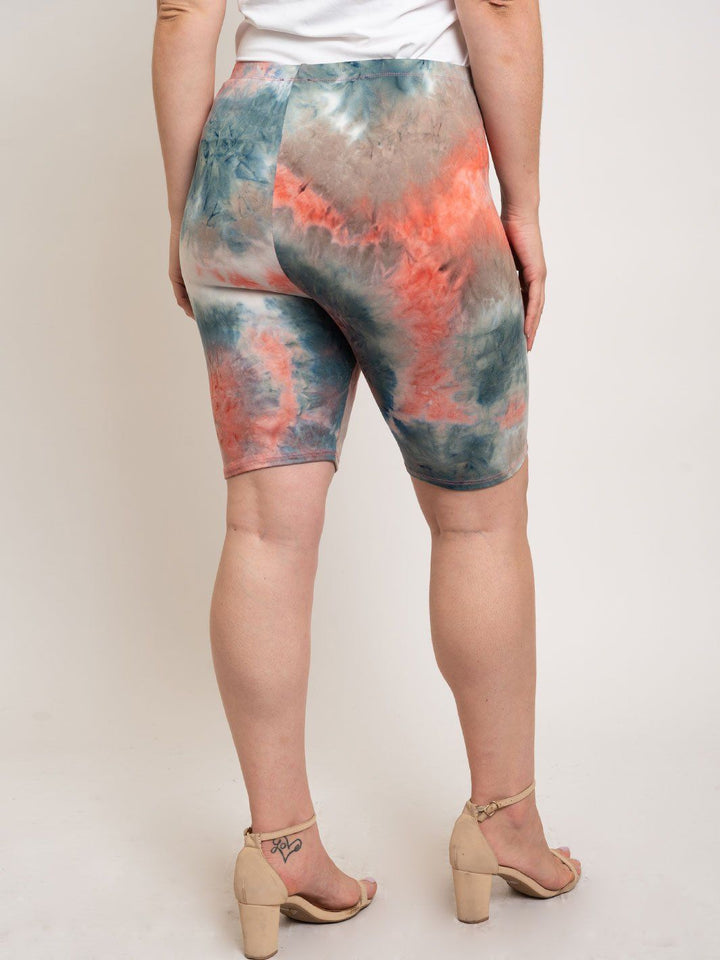PLUS SIZE BIKER TIE DYE SHORTS