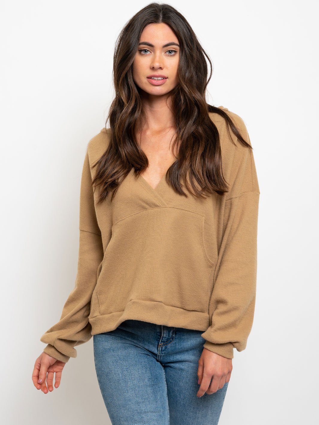 WOMEN'S HOODIE POCKETS LONG SLEEVE SWEATER