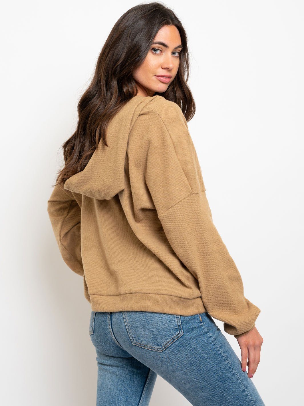 WOMEN'S HOODIE POCKETS LONG SLEEVE SWEATER