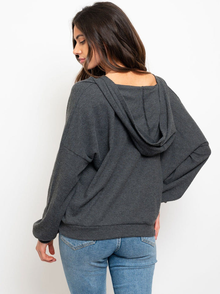 WOMEN'S HOODIE POCKETS LONG SLEEVE SWEATER