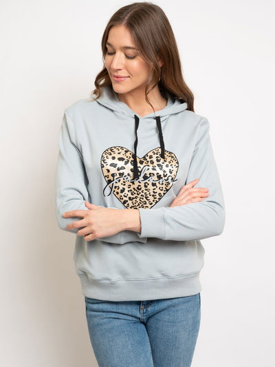 WOMEN'S LONG SLEEVE PRINTED FRENCH TERRY HOODIE SWEATER