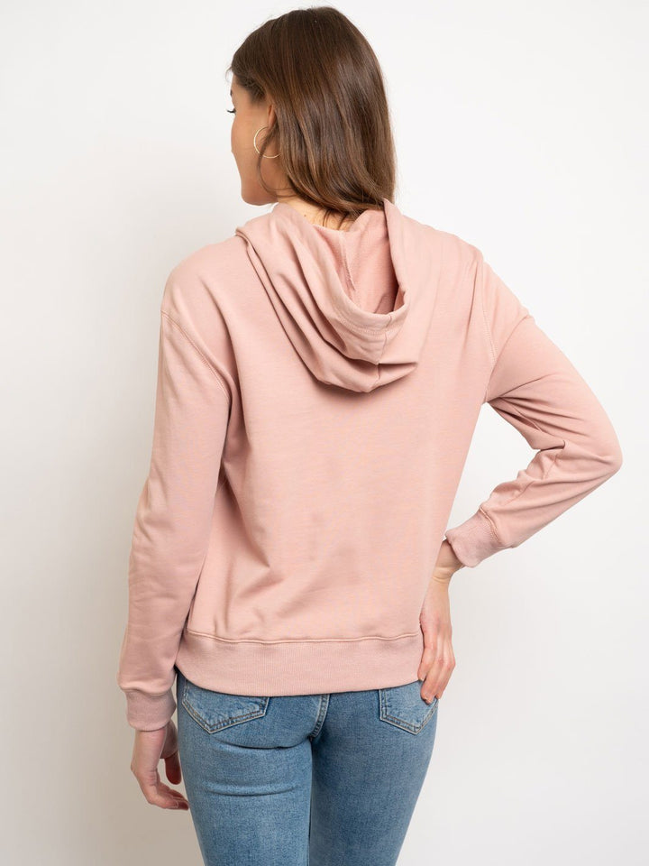 WOMEN'S LONG SLEEVE PRINTED FRENCH TERRY HOODIE SWEATER