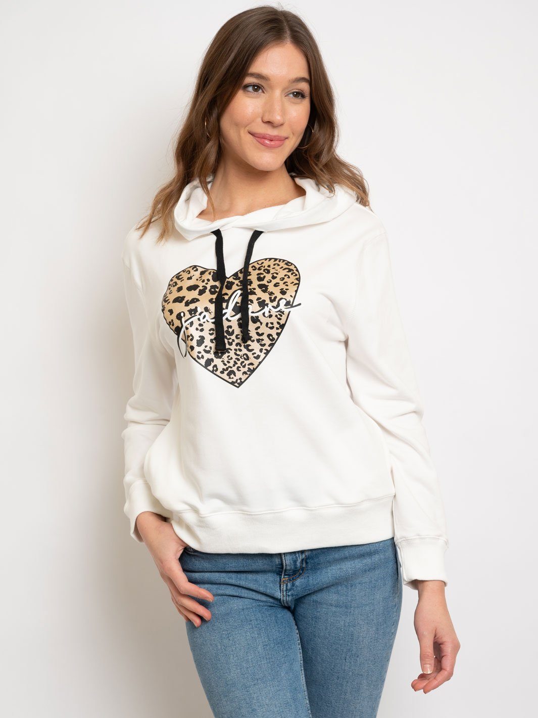 WOMEN'S LONG SLEEVE PRINTED FRENCH TERRY HOODIE SWEATER