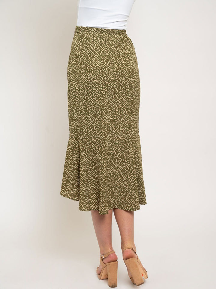 WOMEN'S FIT FLARE HI-LOW MIDI SKIRT