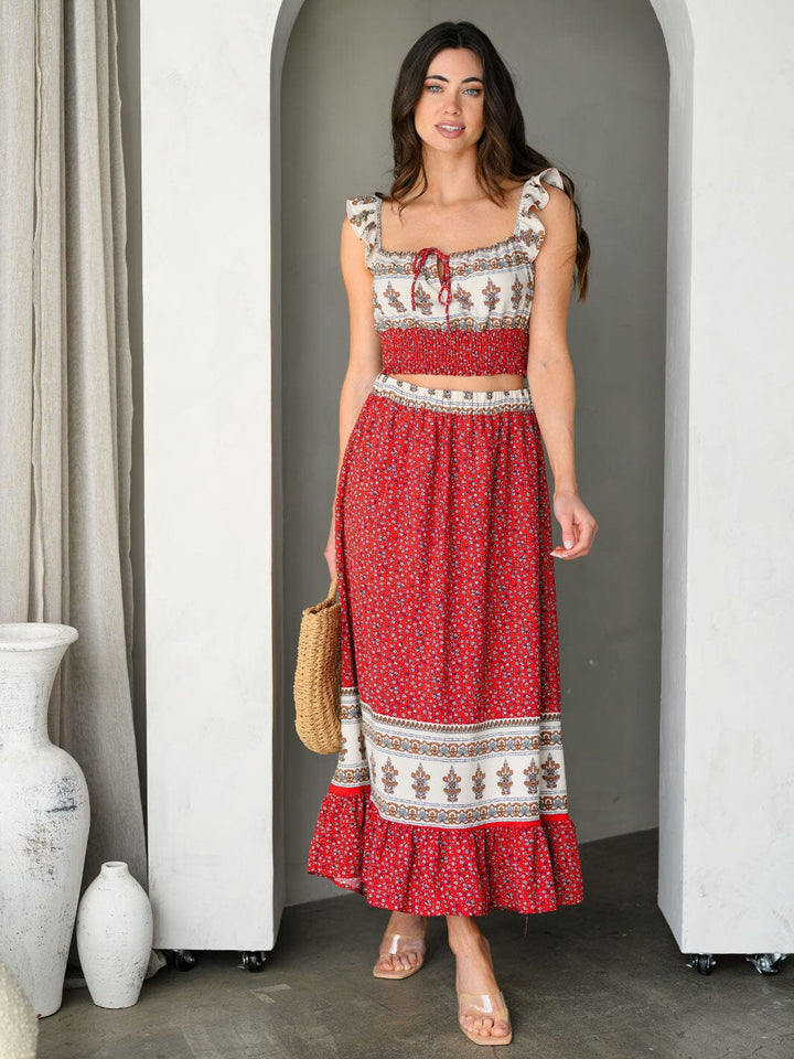 WOMEN'S TOP & SKIRT FLORAL PRINT 2PC. SET