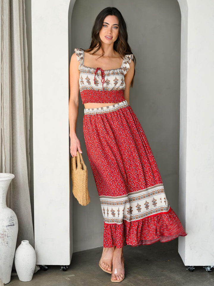 WOMEN'S TOP & SKIRT FLORAL PRINT 2PC. SET