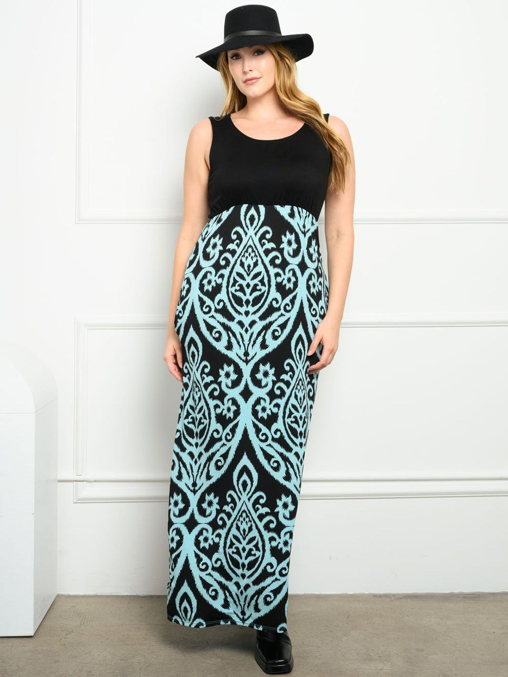 PLUS SIZE PRINT WITH POCKETS MAXI DRESS