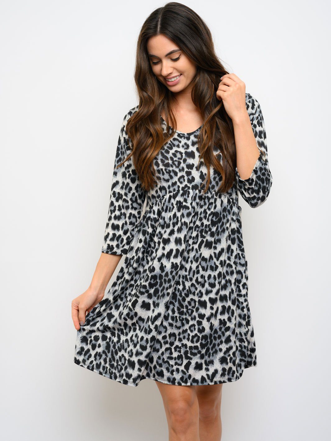 WOMEN'S LONG SLEEVE ANIMAL PRINT DRESS